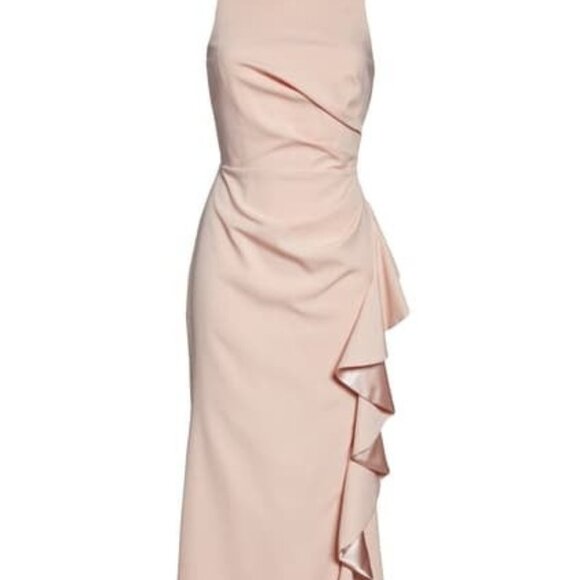 VINCE CAMUTO Ruffle Slit Trumpet Gown Blush Size 6